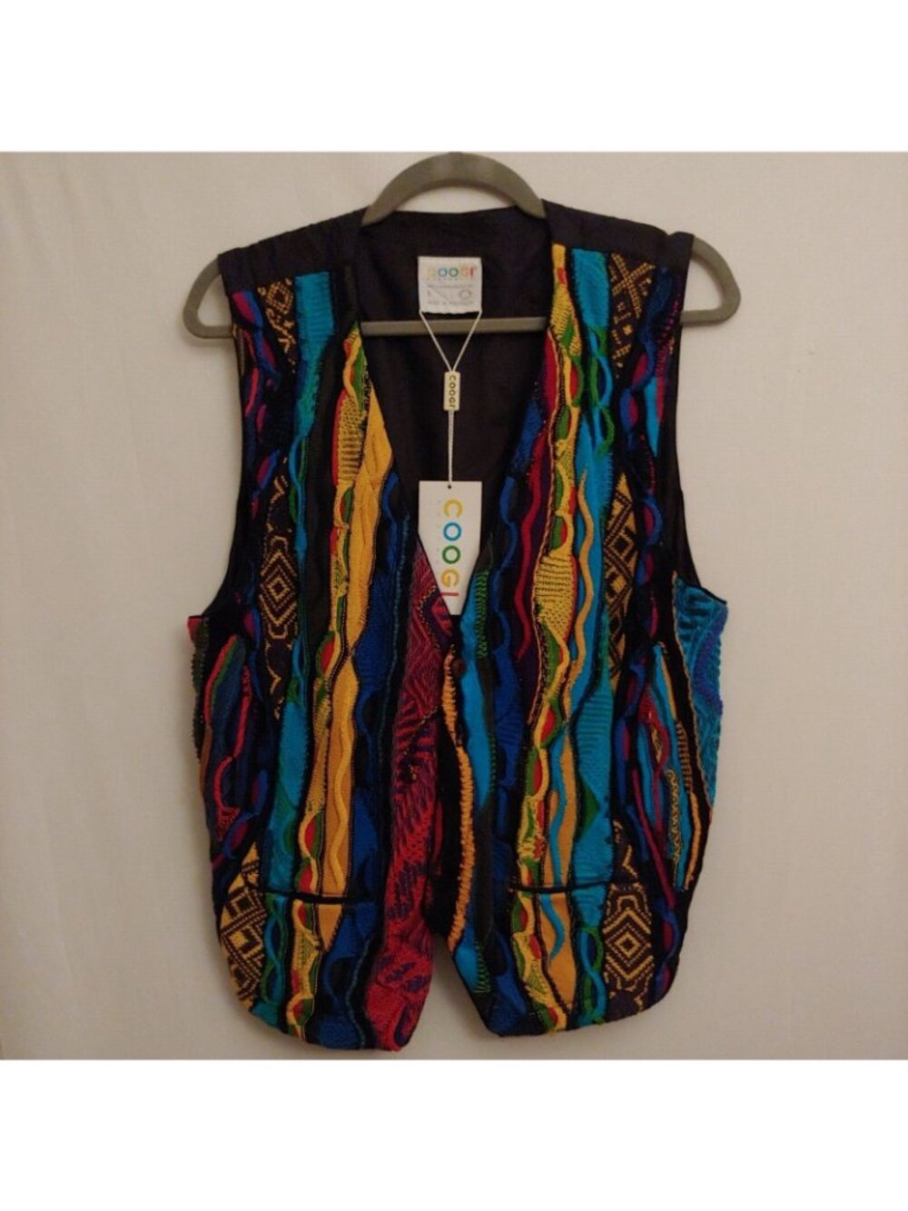 Coogi Womens Sweater Vest Colorful 3D Knit Mercerized Cotton 90s Hip Hop S - Picture 2 of 13